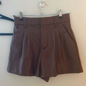 Camel leather shorts